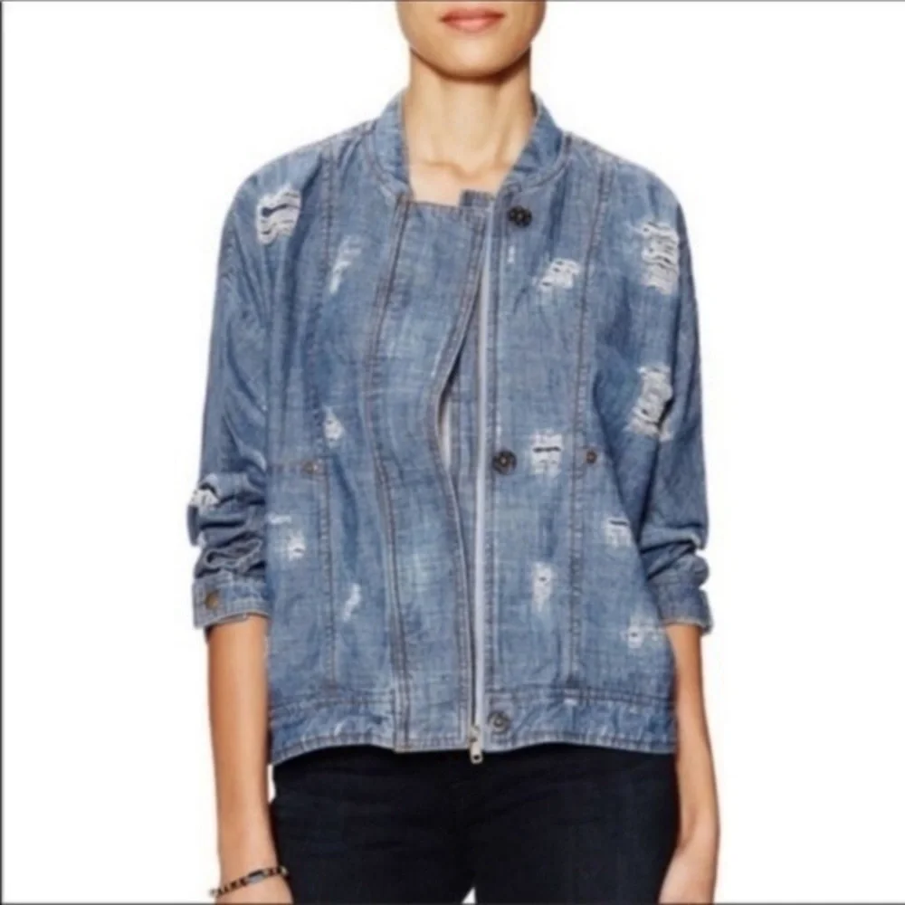 Free People Tattered Tennis Jacket In Indigo Size XS - Picture 4 of 12